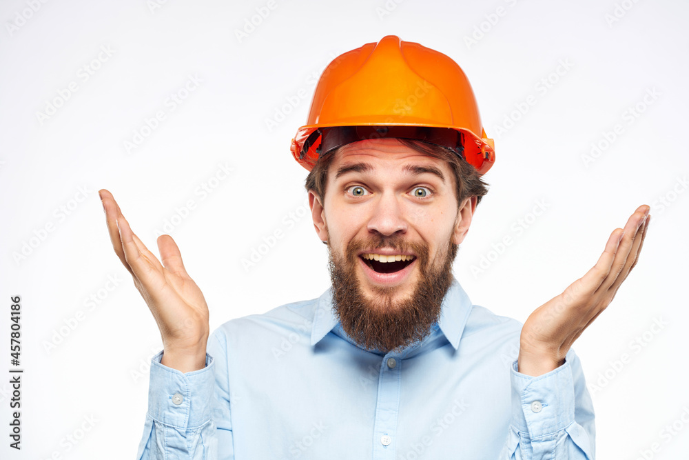 male engineer documents in hand and drawings Studio hand gesture