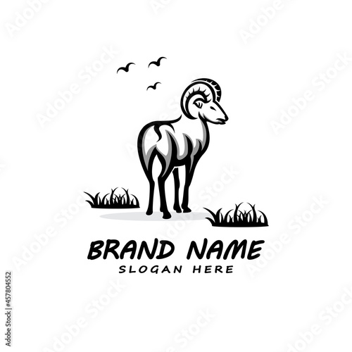 goat logo design modern vector template logo, illustration goat ,animal logo,wildlife outdoor, traveling great for use logo brand, icon, symbol, emblems