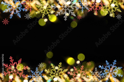 beautiful Christmas background with colorful snowflakes on a shiny background