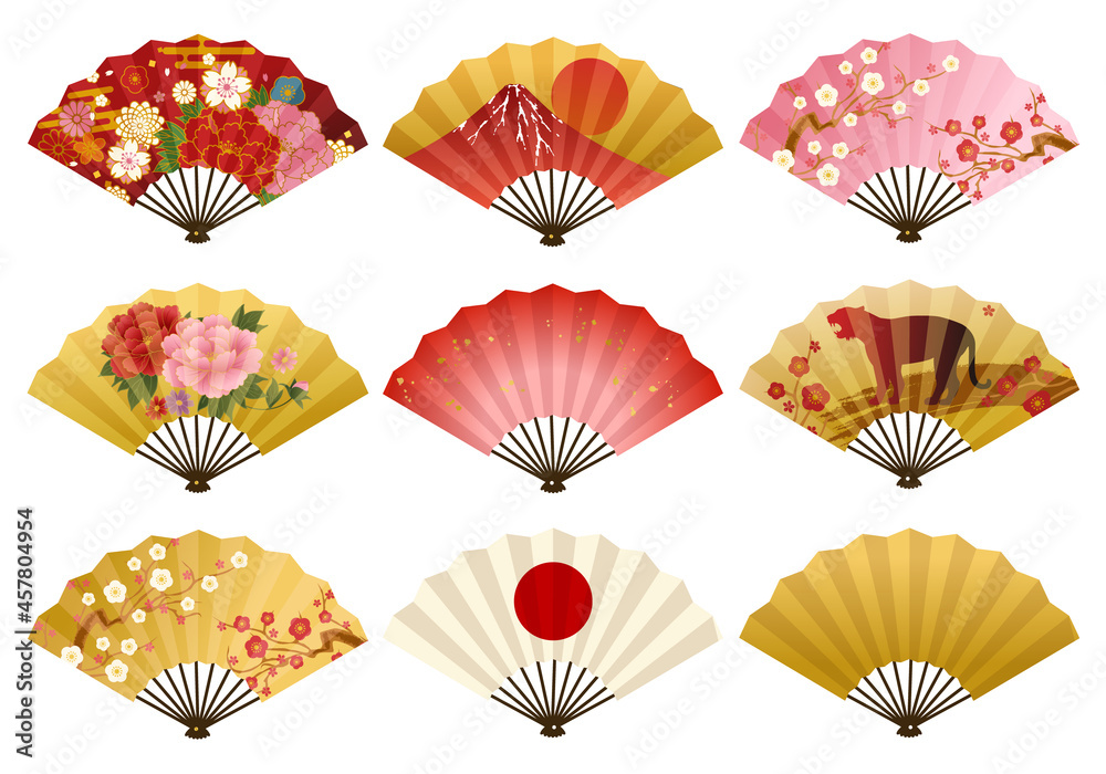 和柄の扇子の正月のおめでたいベクターイラストセット Vektornyj Obekt Stock Adobe Stock 和柄の扇子の正月のおめでたいベクターイラストセット Vektornyj Obekt Stock Adobe Stock