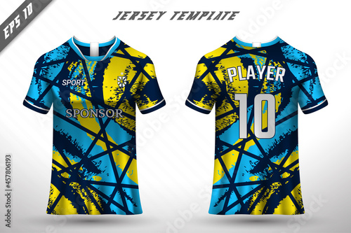 Premium soccer jersey template with abstract texture.	
