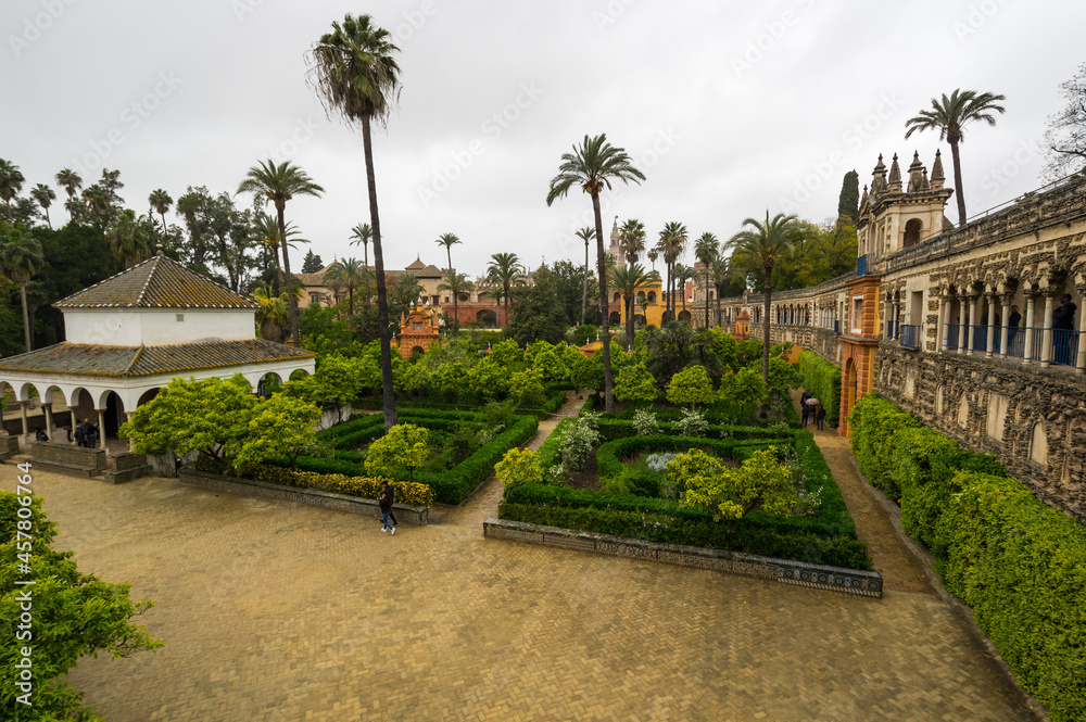 View of the garden in the Alcazar palace