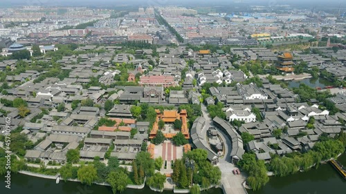 Aerial photography of the ancient city of Taierzhuang, Zaozhuang, China photo