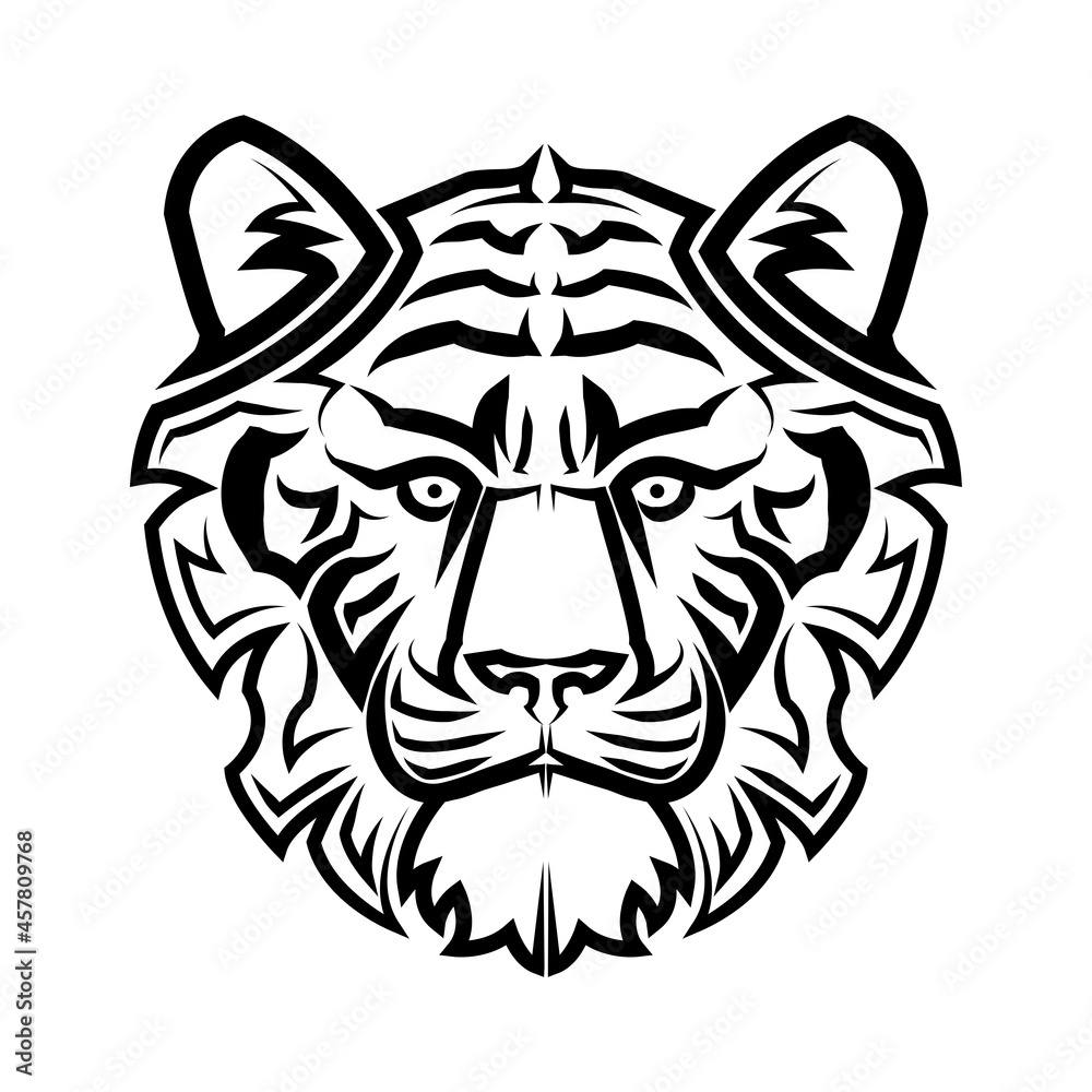 Black and white line art of tiger head Good use for symbol mascot icon avatar tattoo T Shirt design logo or any design. Black and white line art of tiger head Good use for symbol mascot icon avatar tattoo T Shirt design logo or any design.