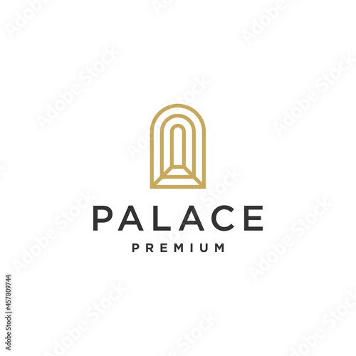 Antique arch logo, Historic Niche door icon vector in vintage minimal style design