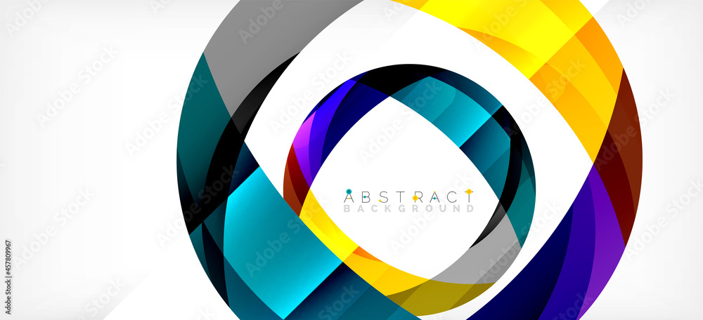 Color circle shapes, minimal geometric background. Trendy dynamic composition. Vector Illustration For Wallpaper, Banner, Background, Landing Page