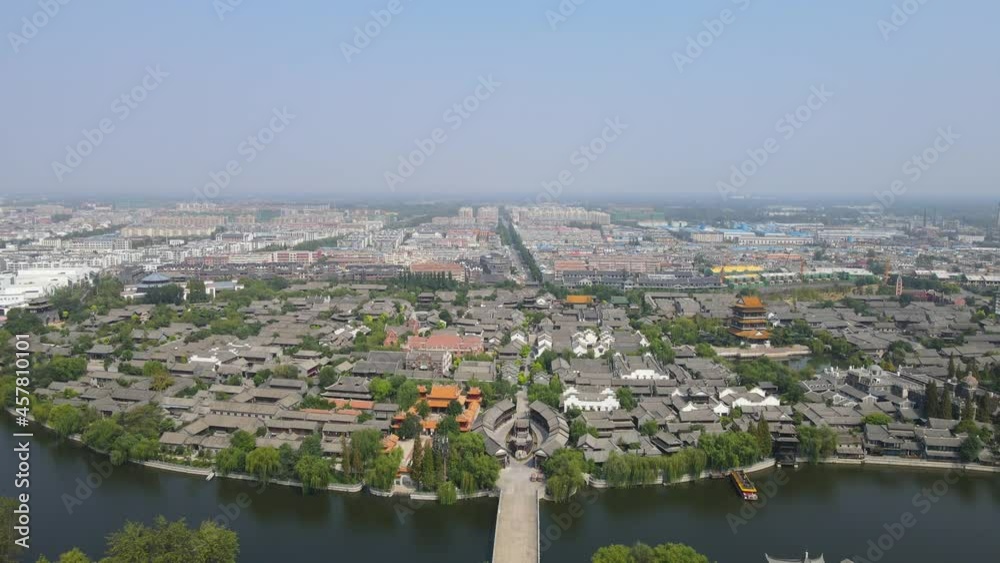 Aerial photography of the ancient city of Taierzhuang, Zaozhuang, China Aerial photography of the ancient city of Taierzhuang, Zaozhuang, China