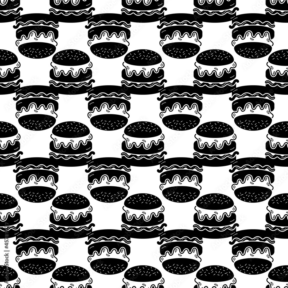 Street food burger pattern seamless background texture repeat wallpaper geometric vector