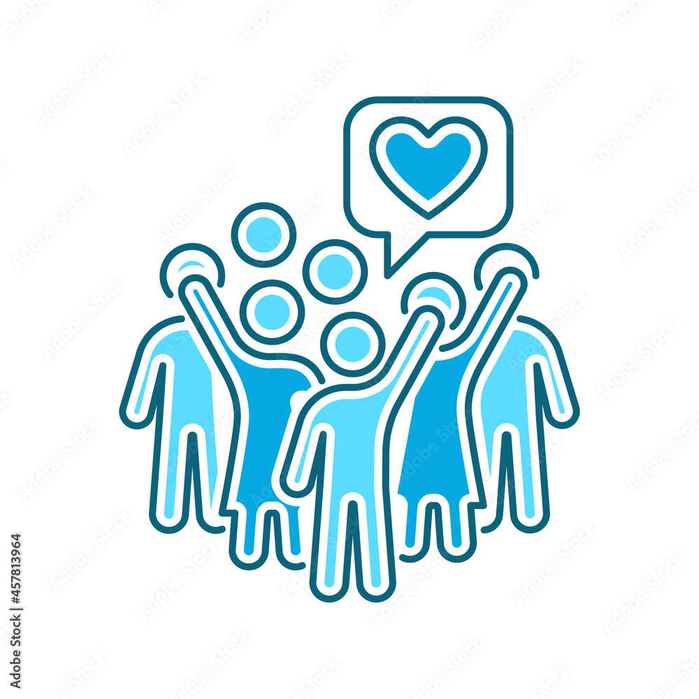 Group of volunteers color line icon. Non profit community. Group of volunteers color line icon. Non profit community.