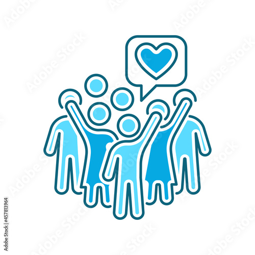 Group of volunteers color line icon. Non profit community.