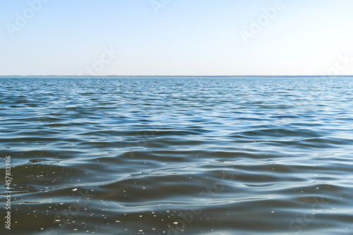 flat surface of salt lake water