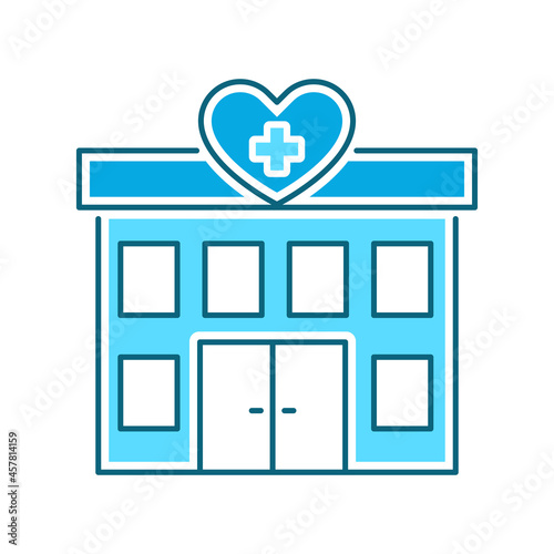 Hospital volunteering color line icon. 24 hours support sign. photo