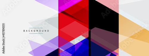 Color triangles composition, geometric abstract background. Techno or business concept, pattern for wallpaper, banner, background, landing page