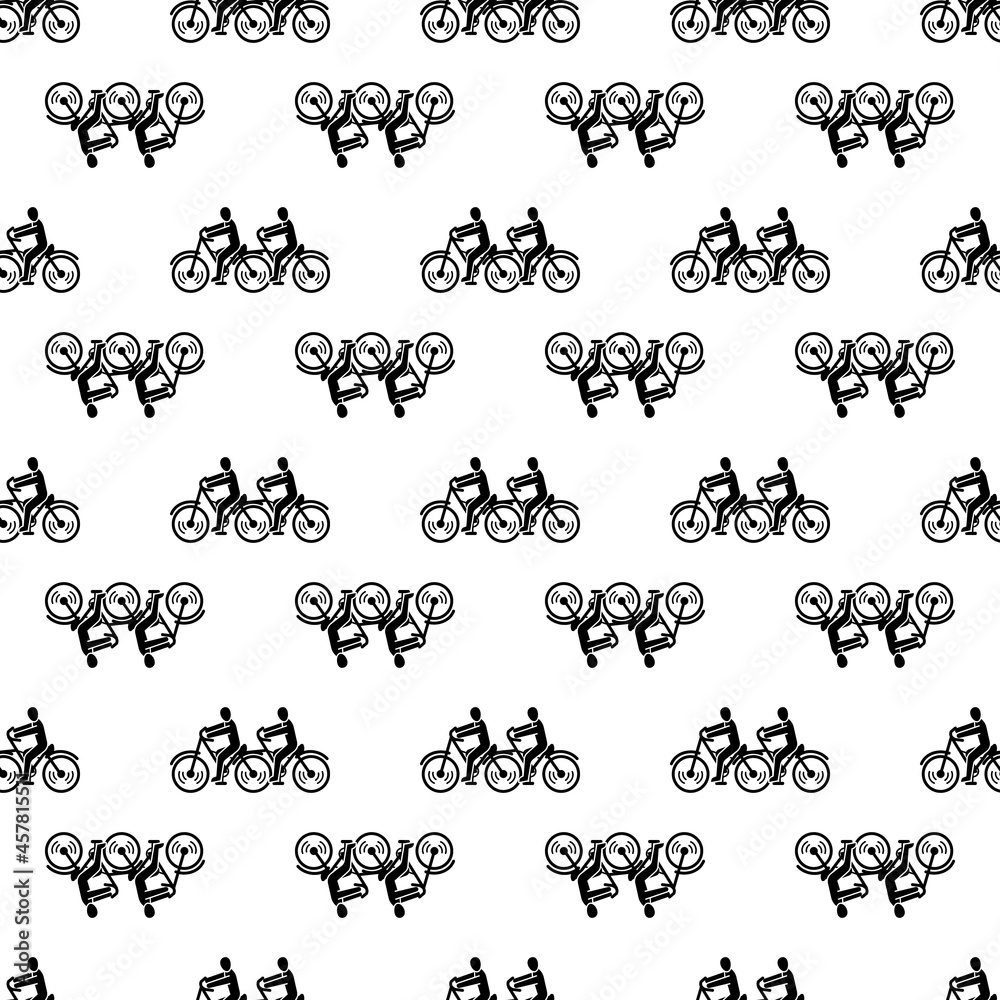 Double bicycle pattern seamless background texture repeat wallpaper geometric vector