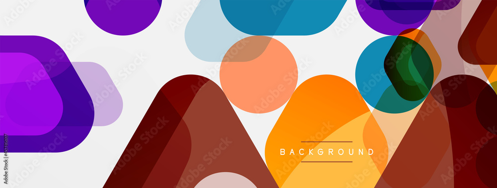 Color bubbles and rounded geometric shapes on white. Vector geometric minimal abstract background for wallpaper, banner, background, landing page Color bubbles and rounded geometric shapes on white. Vector geometric minimal abstract background for wallpaper, banner, background, landing page