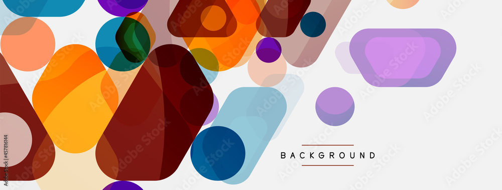 Color bubbles and rounded geometric shapes on white. Vector geometric minimal abstract background for wallpaper, banner, background, landing page Color bubbles and rounded geometric shapes on white. Vector geometric minimal abstract background for wallpaper, banner, background, landing page