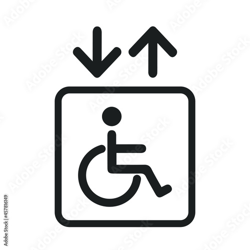 disabled elevator sign on white background.