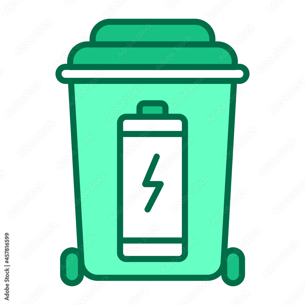 Battery recyclable color line icon. Battery recyclable color line icon.