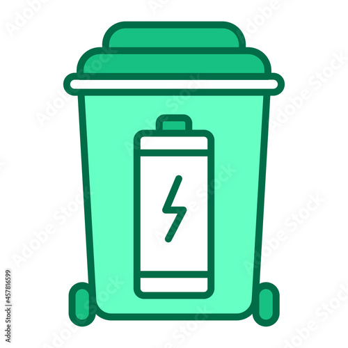 Battery recyclable color line icon.