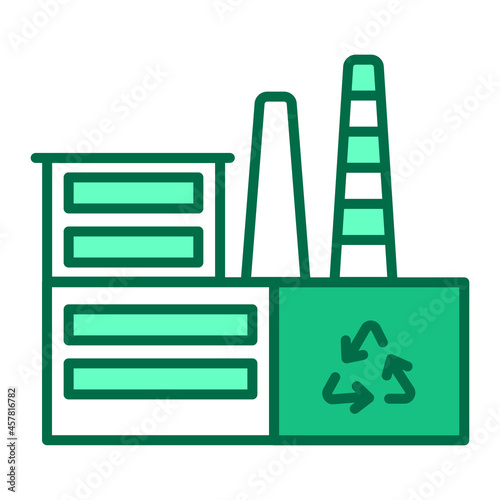 Green manufacturing color line icon.