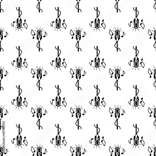 Retro microphone pattern seamless background texture repeat wallpaper geometric vector