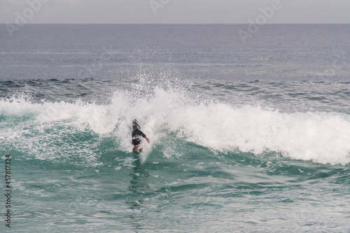 surfer falling in the big waves of the Silver Coast