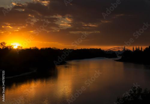 sunset in the city zaragoza