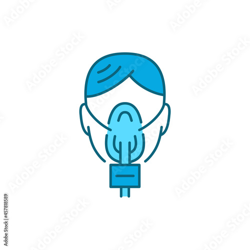 Woman in oxygen mask color line icon. Editable stroke.