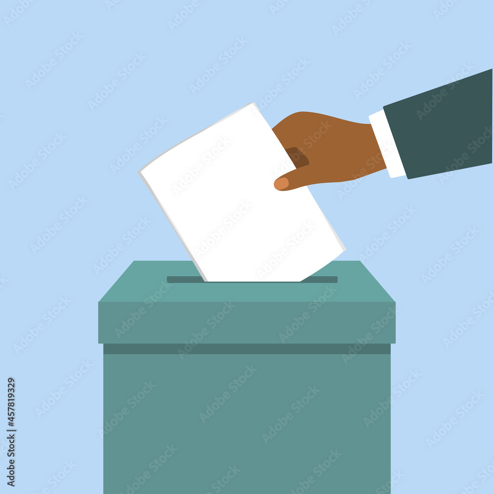 Black hand putting a vote into the box Black hand putting a vote into the box