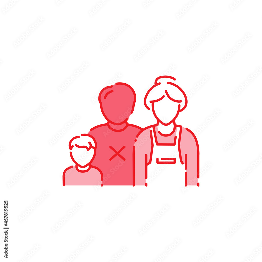 Single mother color line icon. Defective family.