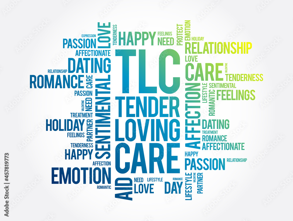 Fototapeta premium TLC - Tender Loving Care word cloud, concept background
