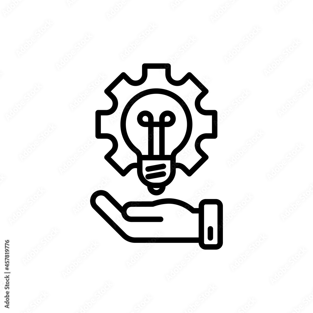 Conceptual skills, lightbulb in cogwheel. Thin line icon. Modern vector illustration of innovation business solution. Conceptual skills, lightbulb in cogwheel. Thin line icon. Modern vector illustration of innovation business solution.