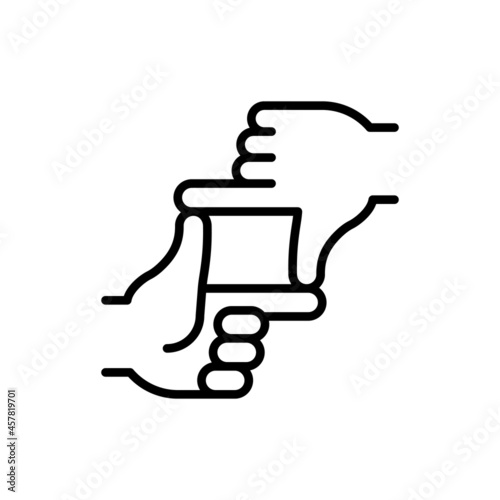 Restricted behavior thin line icon, gesture finger frame. Modern vector illustration autism symptom.
