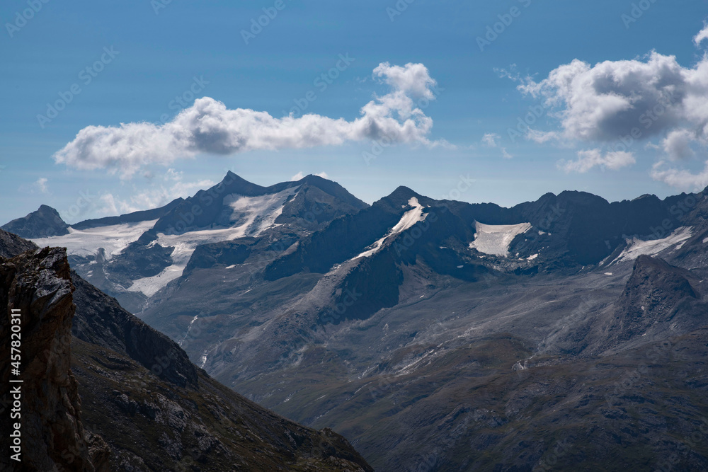 Mountain landscape in summer with glaciers