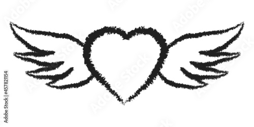 Flying angel heart with win...