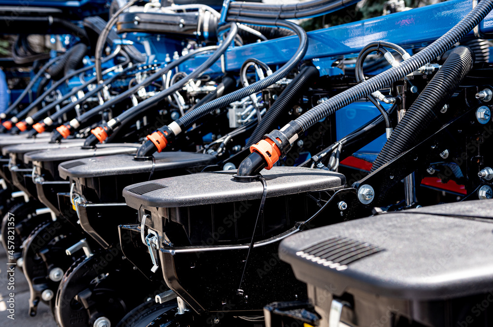 Fototapeta premium New modern agricultural machinery and equipment details