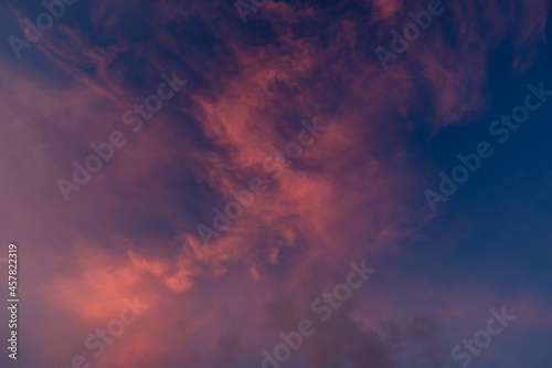 Beautiful colored cloudy evening sky. Abstract sky background.