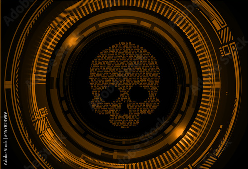 cyber hacker attack background  skull vector