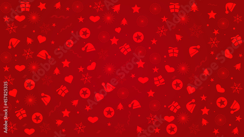 Christmas, happy new year, Xmas ornaments red background colored vector wallpaper pattern illustration