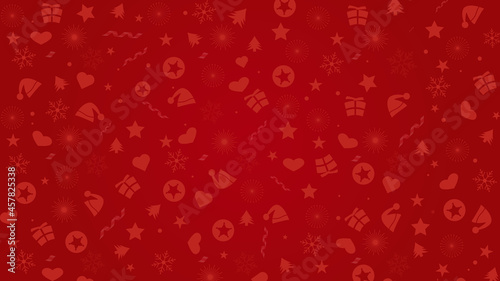 Christmas, happy new year, Xmas ornaments red background colored vector wallpaper pattern illustration