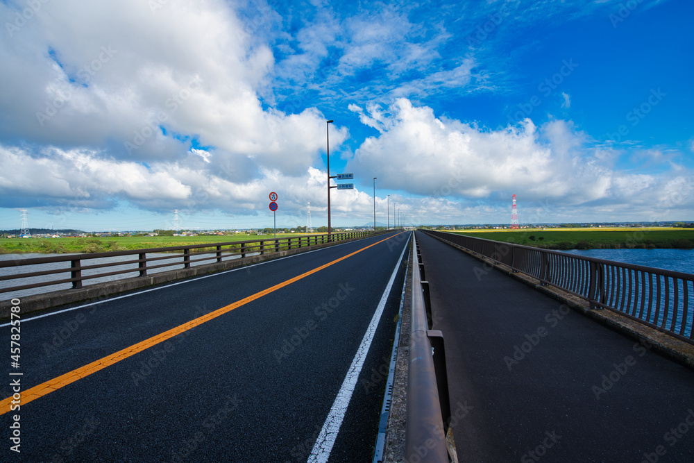 Εκτύπωση καμβά 若草大橋有料道路料金所と筑波山
