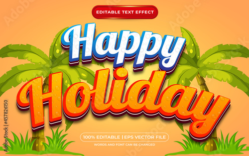 Editable text effect happy holiday template style