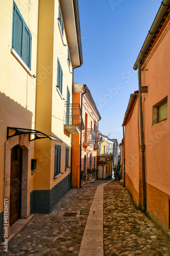 A narrow street in Lacedonia  an old town in the province of Avellino  Italy.