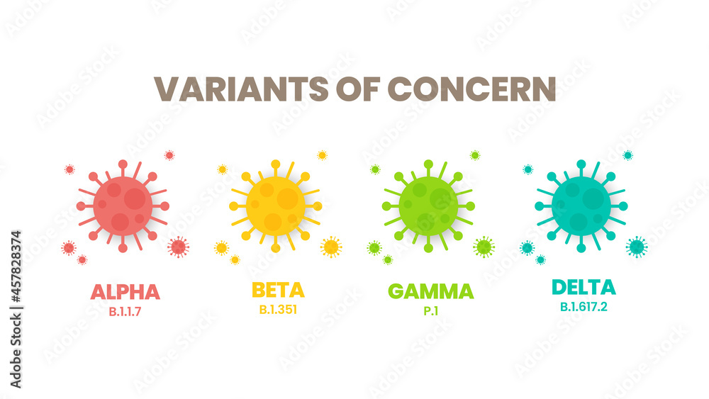 Illustrator vector of the COVID-19 virus's new Variants of Concern (VOC ...