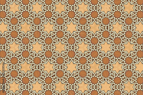Pattern design with arabesque geometric shapes computer generated 