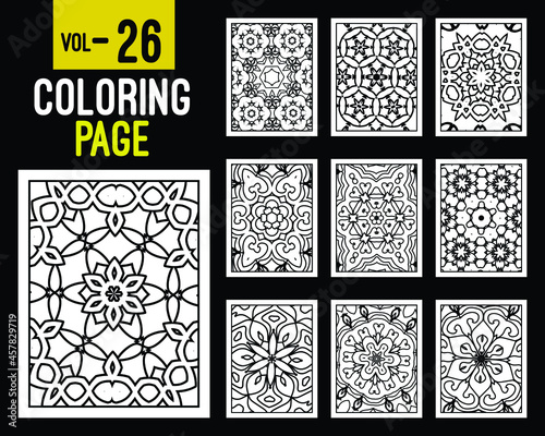 Flower Mandalas Adult Coloring Book. Oriental pattern, vector illustration. Islam, Arabic, Indian, turkish, pakistan, chinese, mystic, ottoman motifs. Coloring book page mandala, kdp Interior