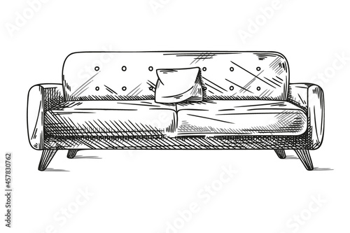 Sketch sofa isolated on white background. Vector