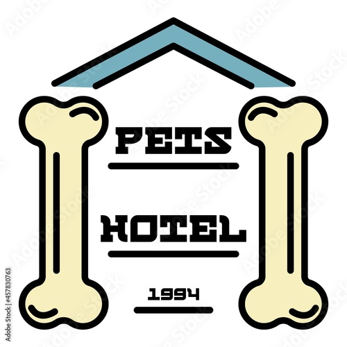Pets dog hotel logo. Outline pets dog hotel vector logo color flat isolated