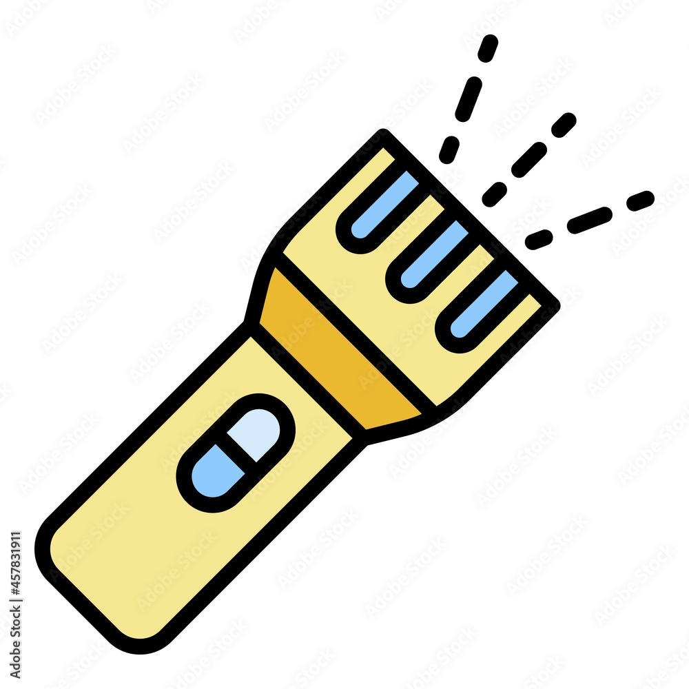 Plastic flashlight icon. Outline plastic flashlight vector icon color flat isolated Plastic flashlight icon. Outline plastic flashlight vector icon color flat isolated