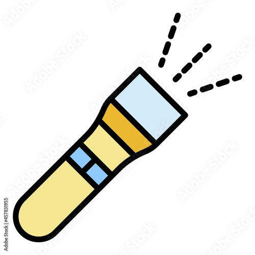 Portable flashlight icon. Outline portable flashlight vector icon color flat isolated